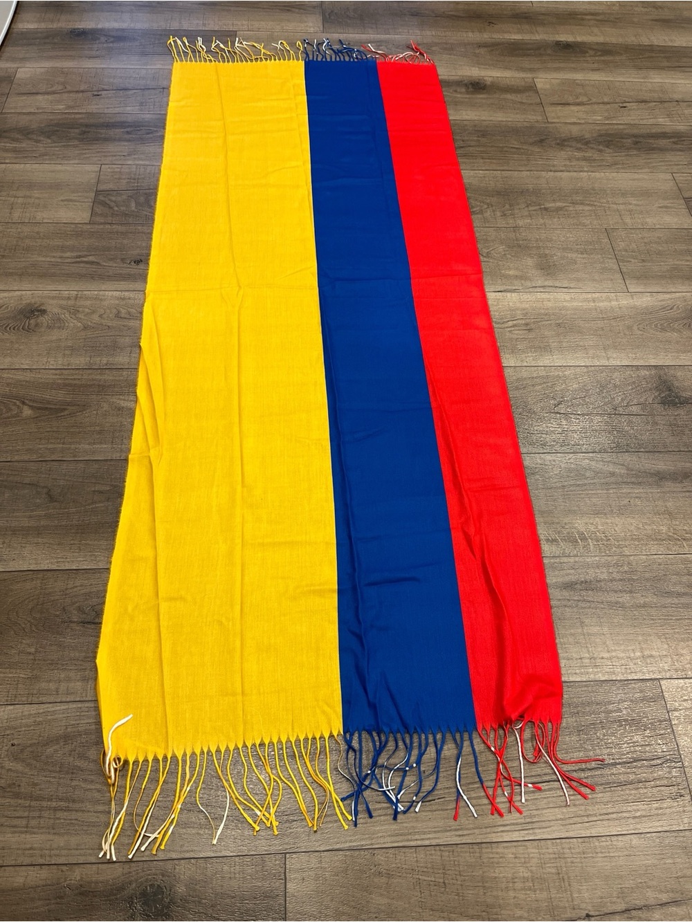 Vibrant Tri-Stripe Home Accent Throw - Yellow Blue Red